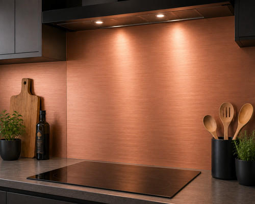 Brushed copper pvd splashback - copper,