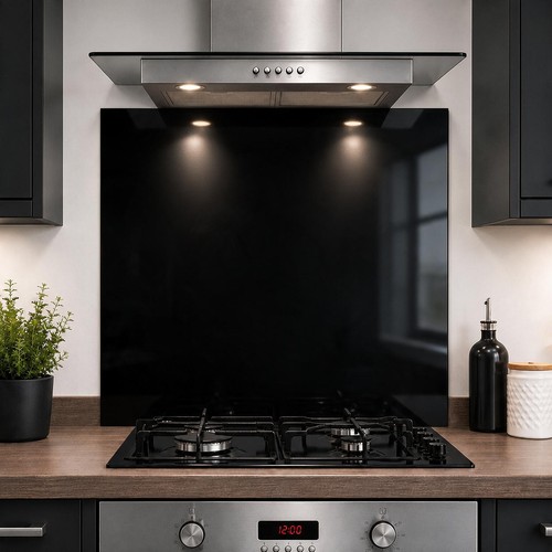 Black glass splashback 6mm - glass,